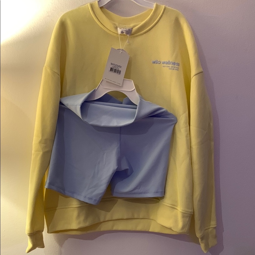 Wilo 2PK Crew Sweat Shirt (Yellow/Blue) Set